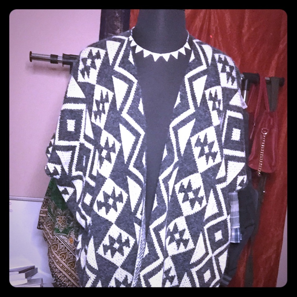 Gray & White shrug Sweater